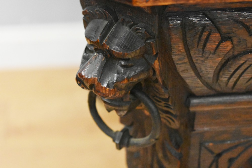 19th Century Victorian Carved Oak Centre Table View XI