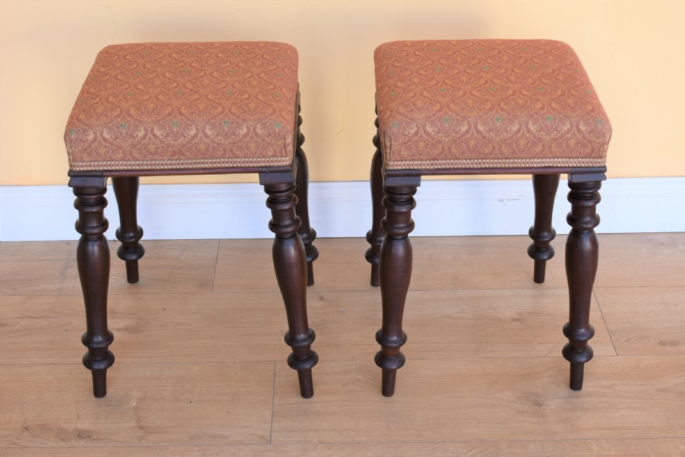 Pair Victorian Mahogany Stools View II
