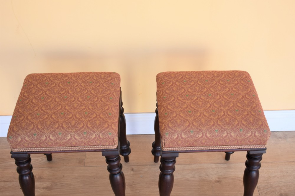 Pair Victorian Mahogany Stools View III