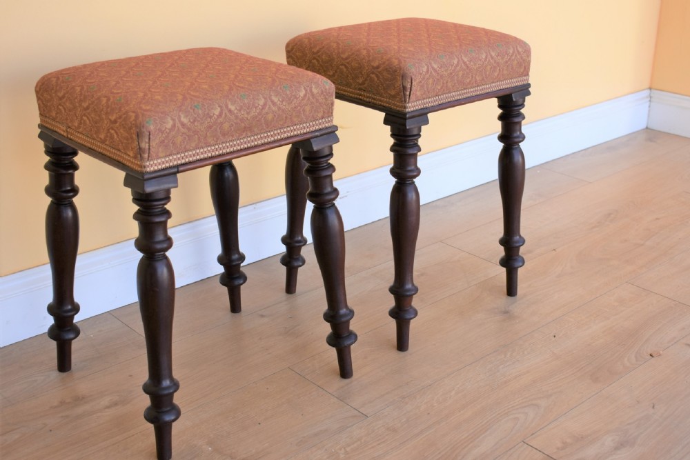 Pair Victorian Mahogany Stools View IV