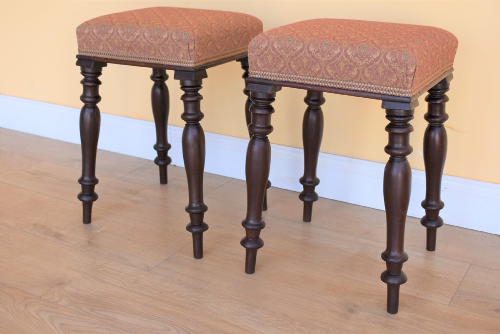 Pair Victorian Mahogany Stools View V