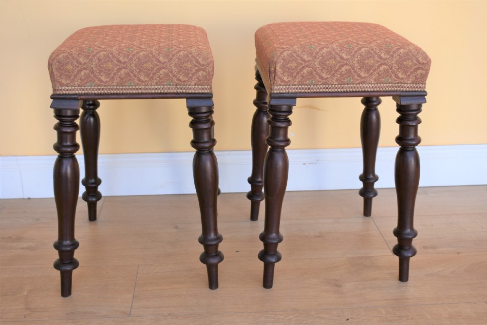 Pair Victorian Mahogany Stools View VI
