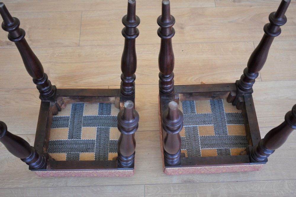 Pair Victorian Mahogany Stools View XIII