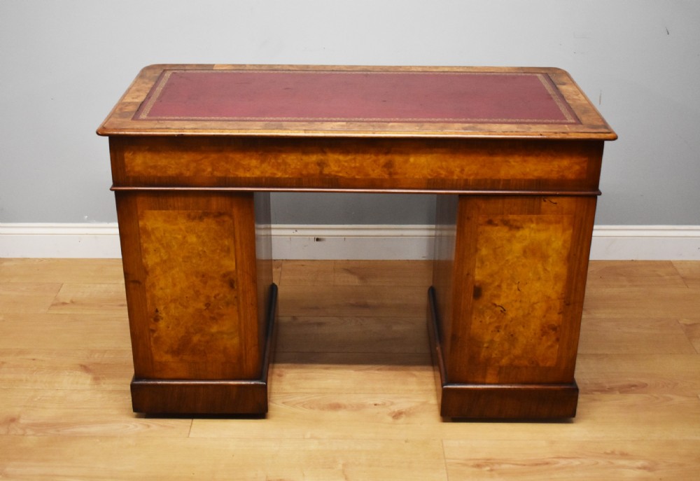 19th Century Victorian Burr Walnut Pedestal Desk View V