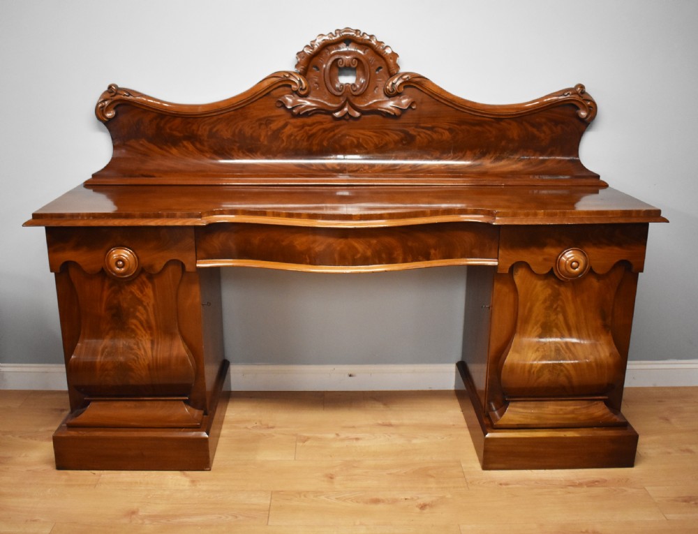 19th Century Victorian Figured Mahogany Pedestal Sideboard