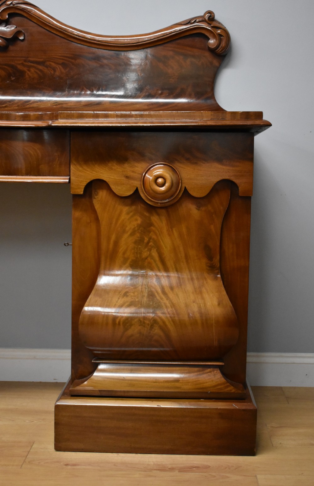 19th Century Victorian Figured Mahogany Pedestal Sideboard View V