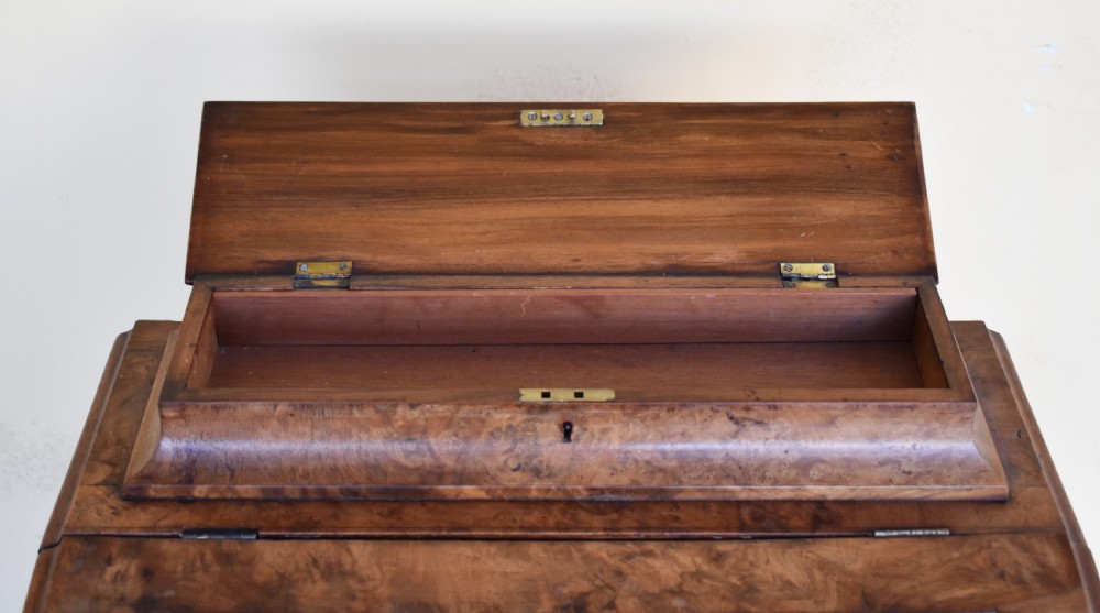 19th Century Victorian Burr Walnut Davenport View VI