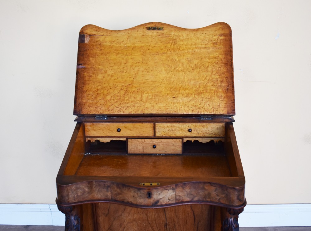 19th Century Victorian Burr Walnut Davenport View VII