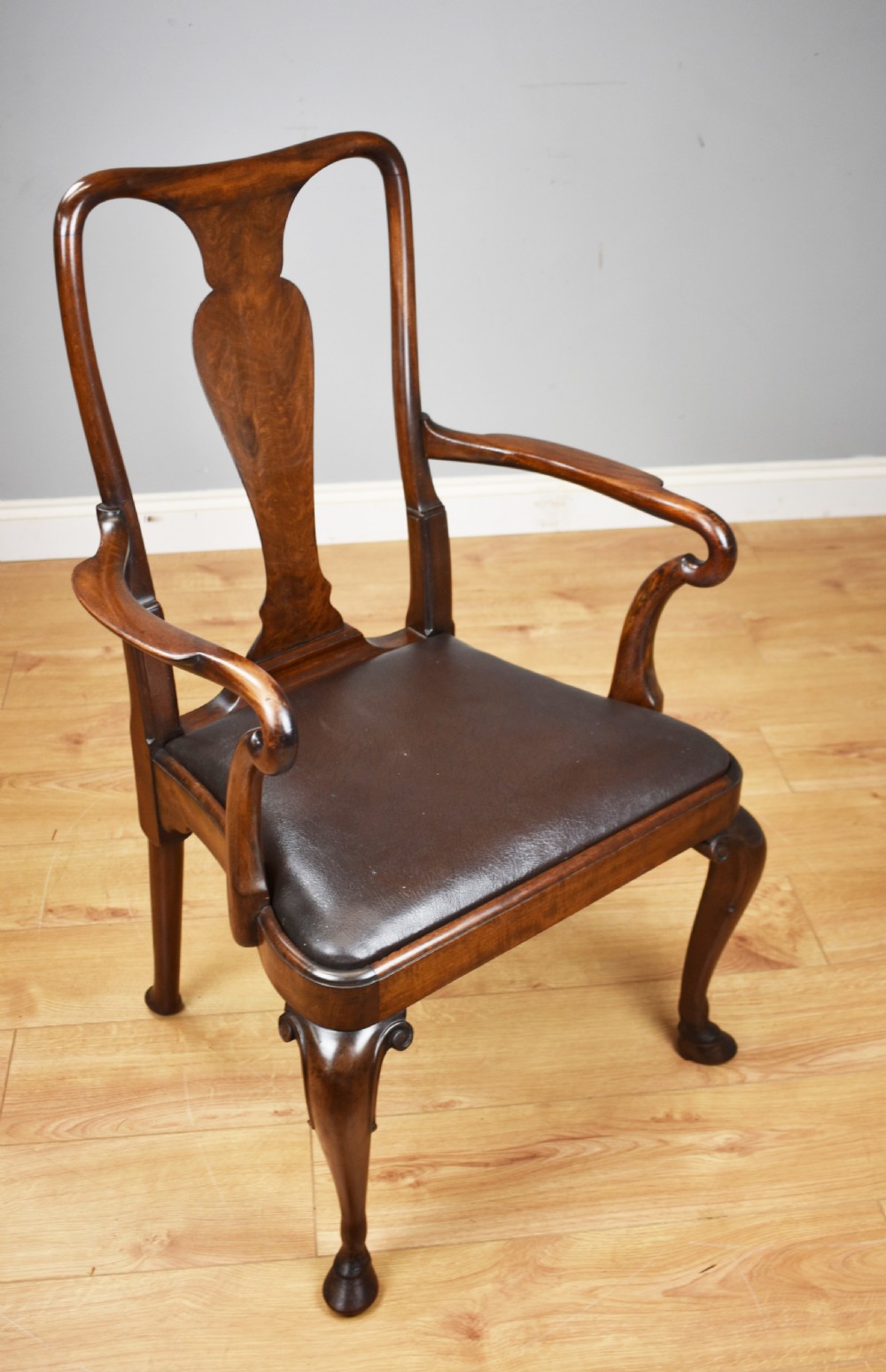 20th Century Red Walnut Desk Chair 
