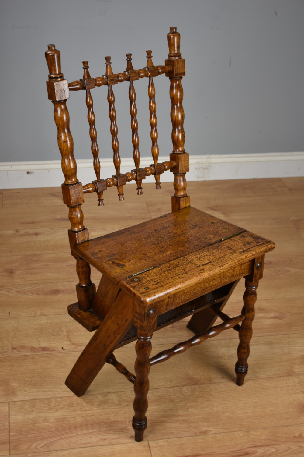 19th Century Oak Metamorphic Library Steps View II