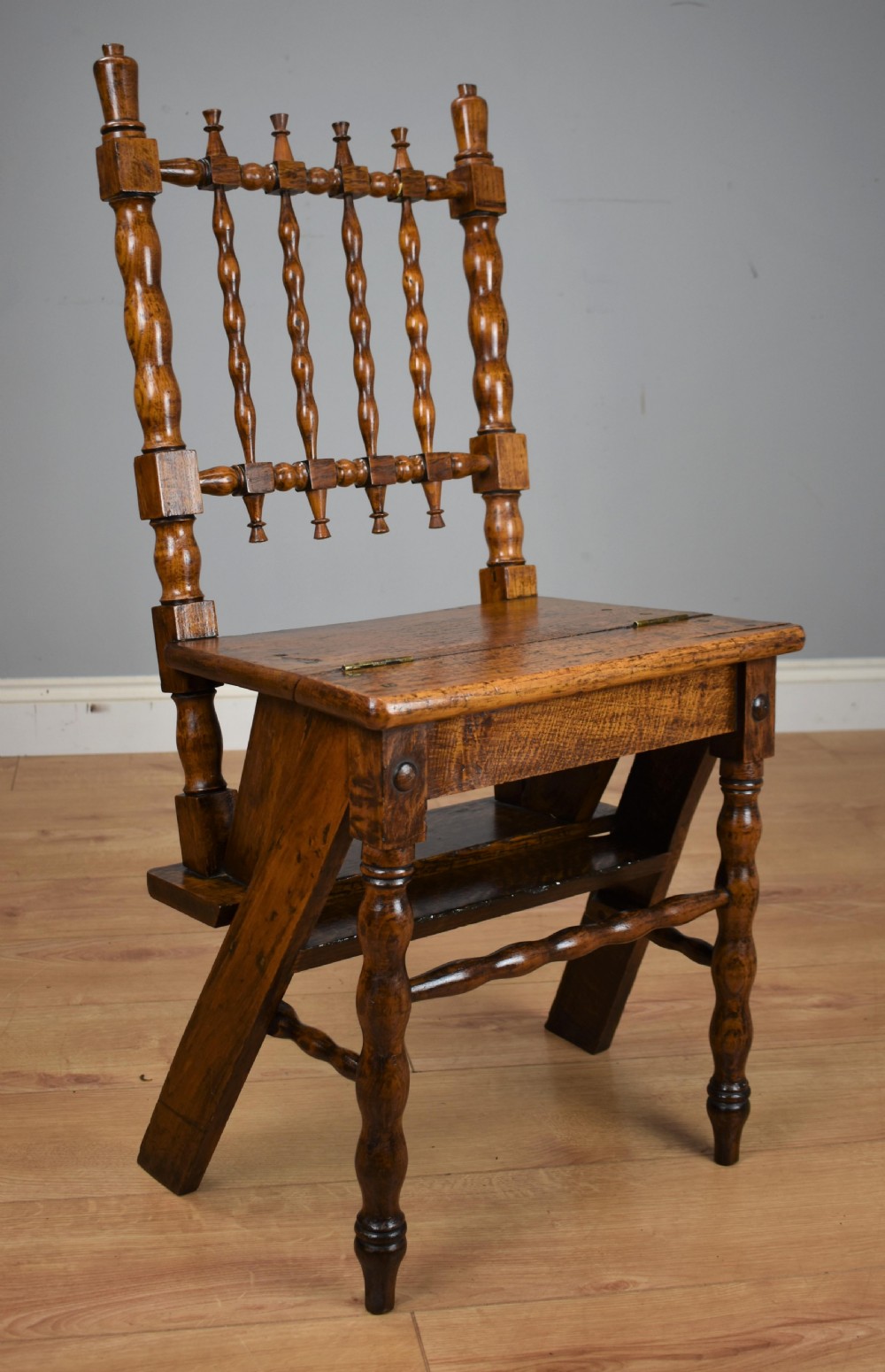 19th Century Oak Metamorphic Library Steps View III