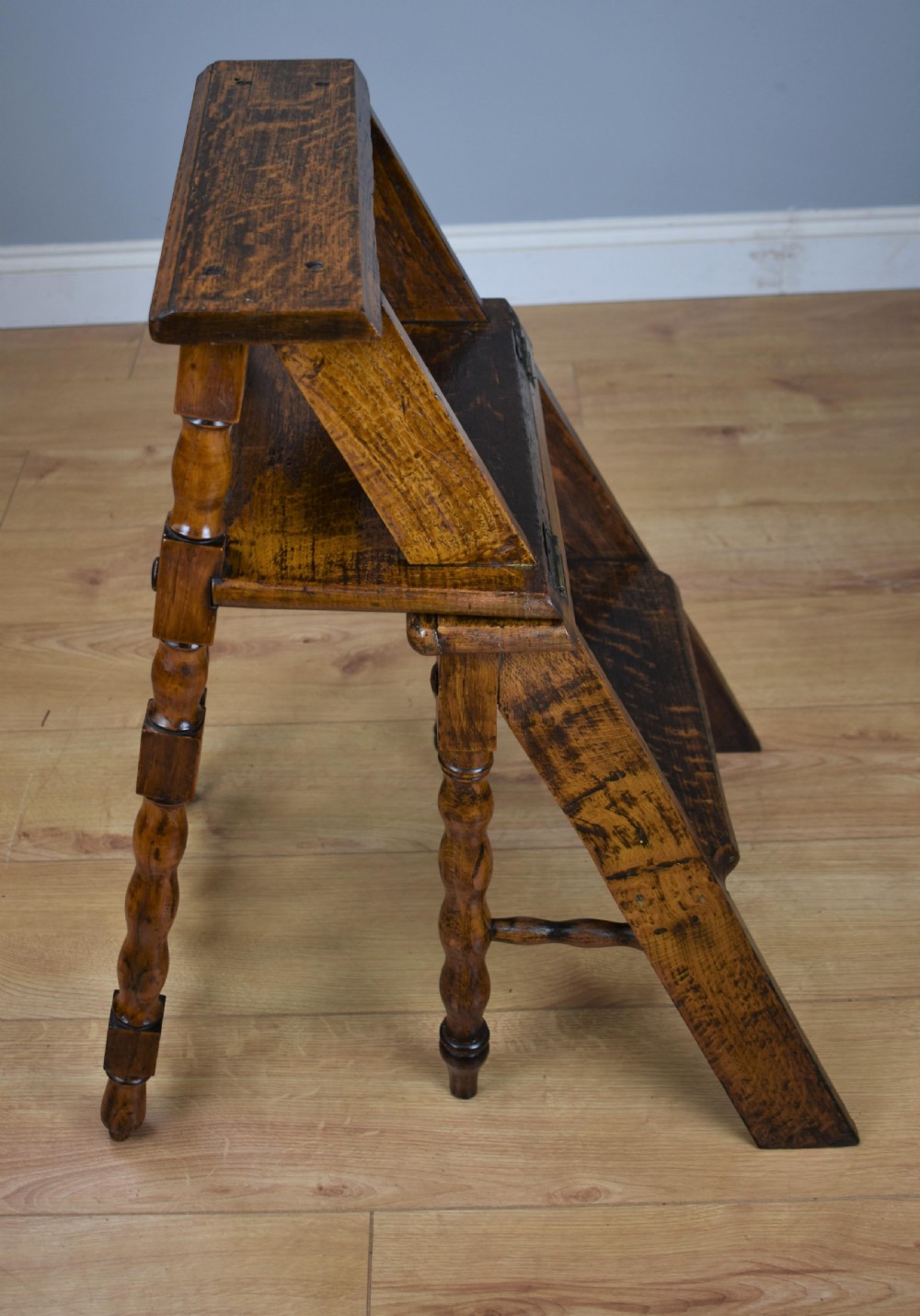19th Century Oak Metamorphic Library Steps View XIII