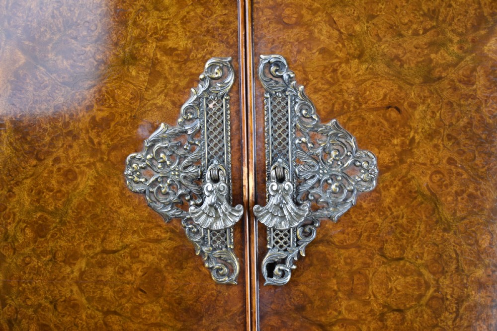 20th Century Queen Anne Style Burr Walnut Cocktail Cabinet View IV