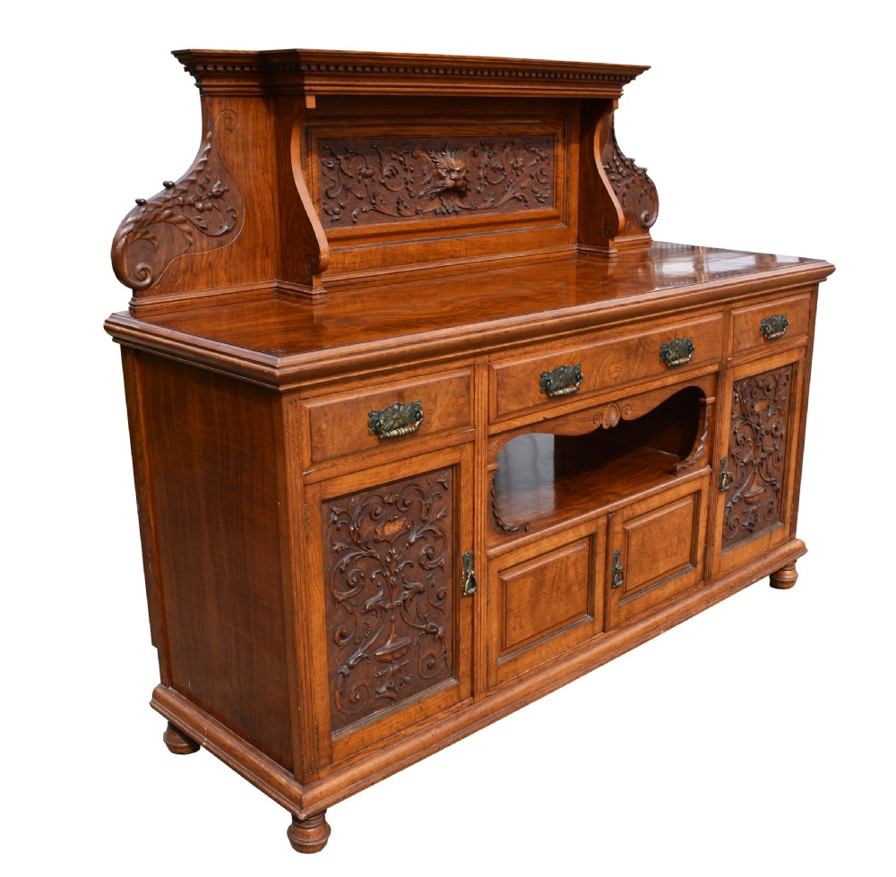 19th Century Victorian Pollard Oak Sideboard
