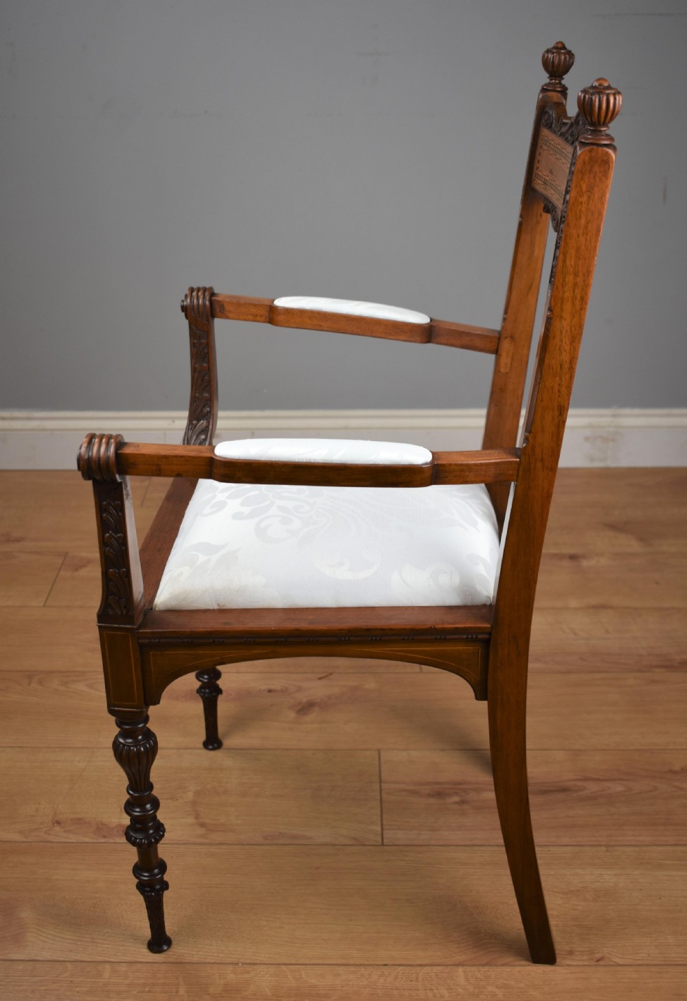 Pair Victorian Inlaid Mahogany Chairs View XV