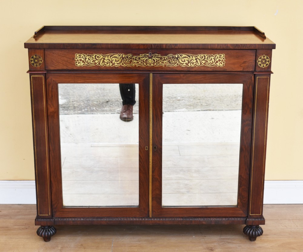 19th Century Regency Rosewood Brass Inlaid Side Cabinet 