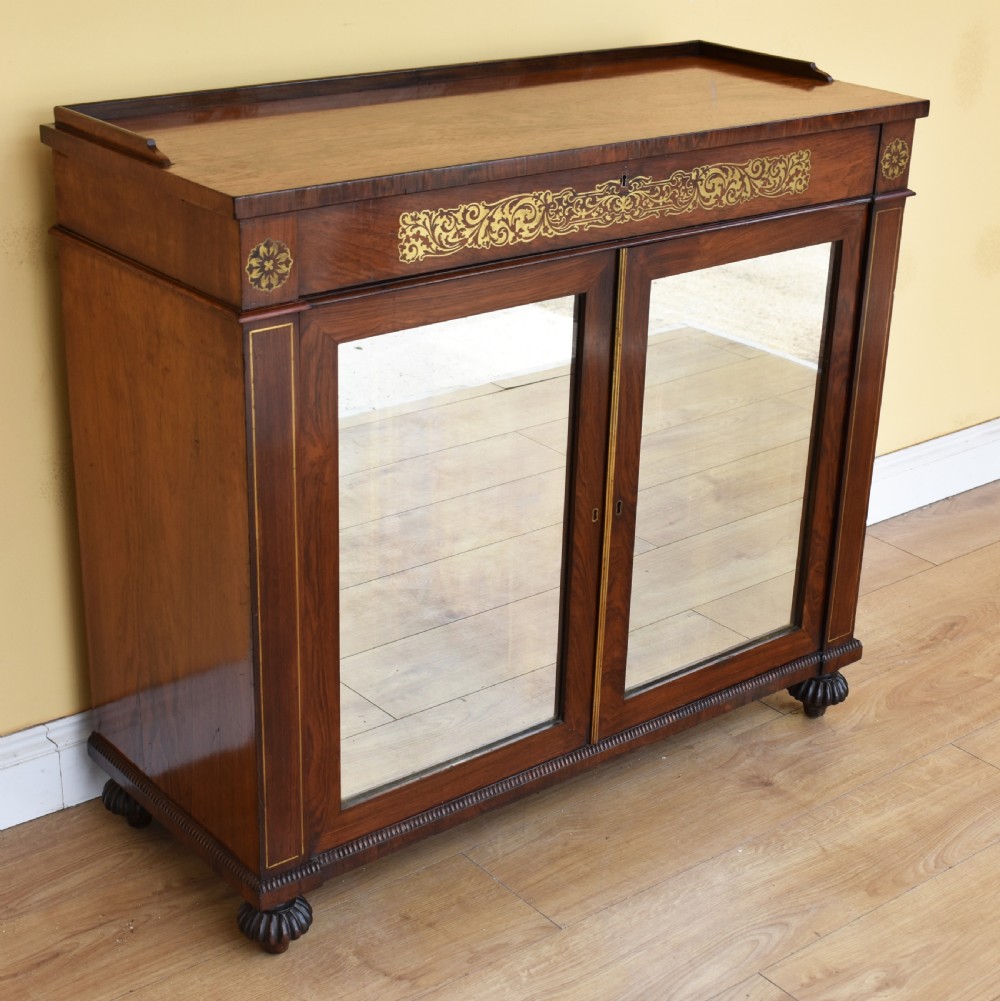 19th Century Regency Rosewood Brass Inlaid Side Cabinet  View II