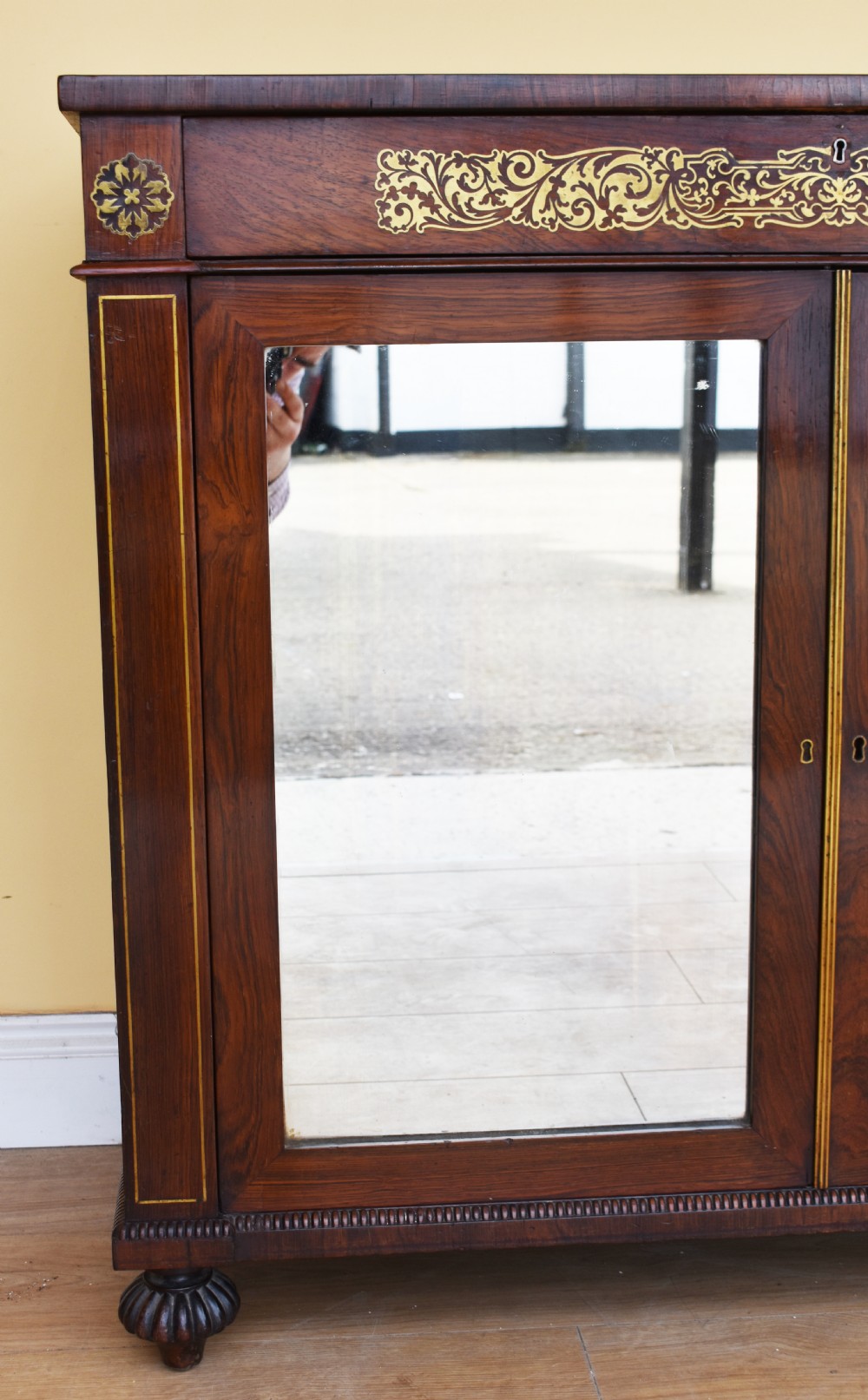 19th Century Regency Rosewood Brass Inlaid Side Cabinet  View VI