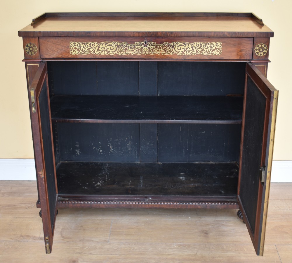 19th Century Regency Rosewood Brass Inlaid Side Cabinet  View IX