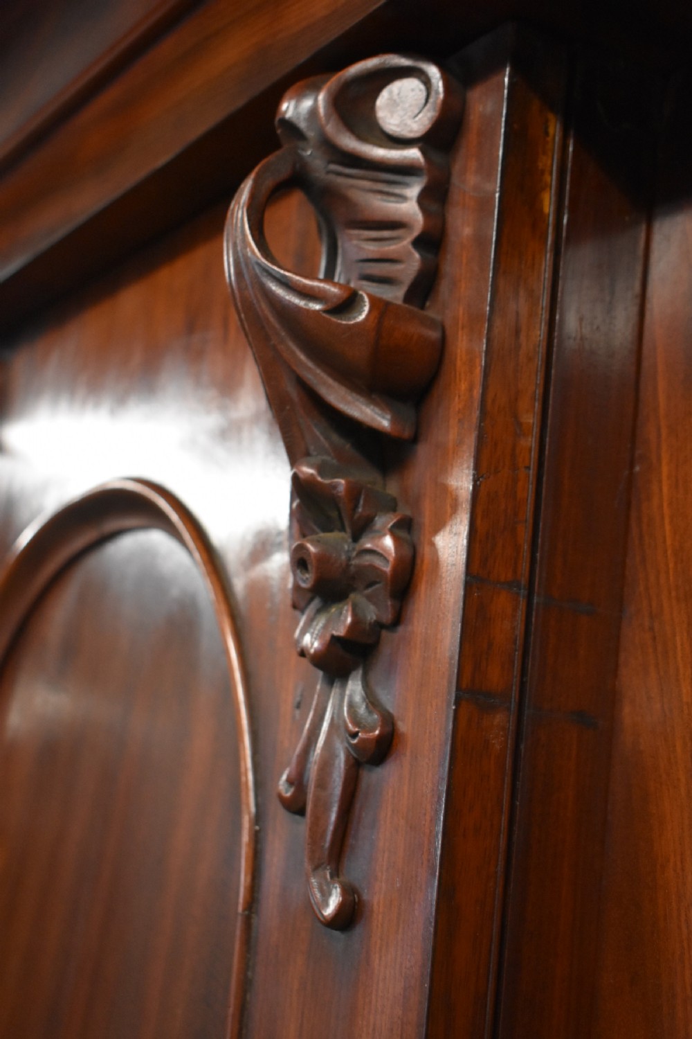 19th Century Victorian Mahogany Breakfront Triple Wardrobe View II