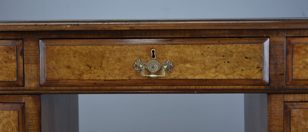19th Century Victorian Burr Walnut Pedestal Desk  View IV
