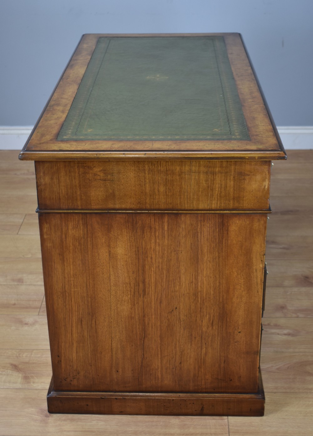 19th Century Victorian Burr Walnut Pedestal Desk  View VII