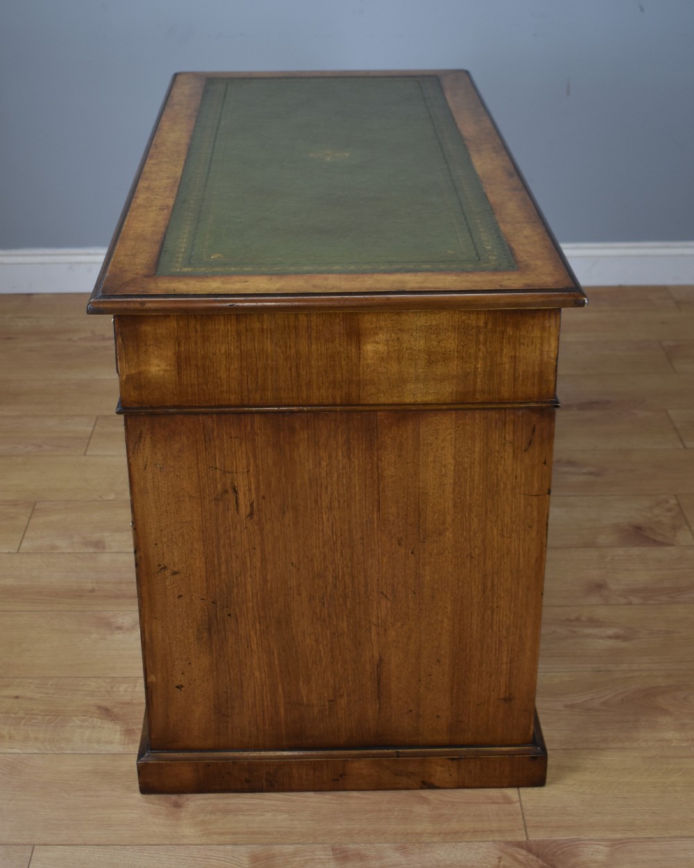 19th Century Victorian Burr Walnut Pedestal Desk  View IX