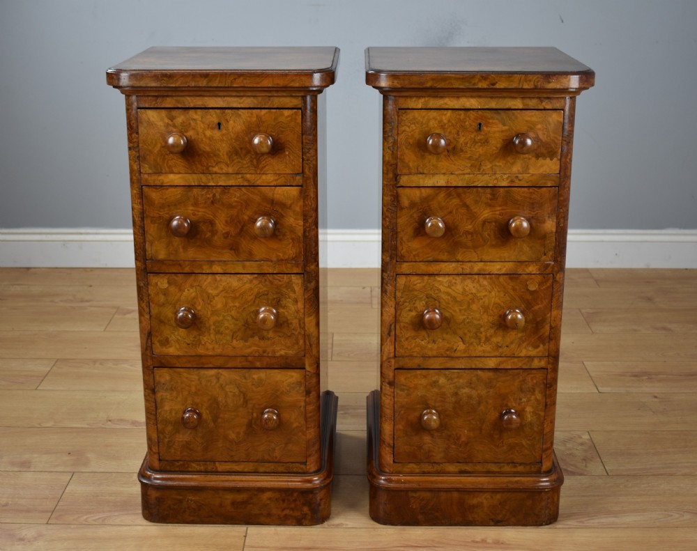 Pair of Victorian Burr Walnut Bedside Chests View II