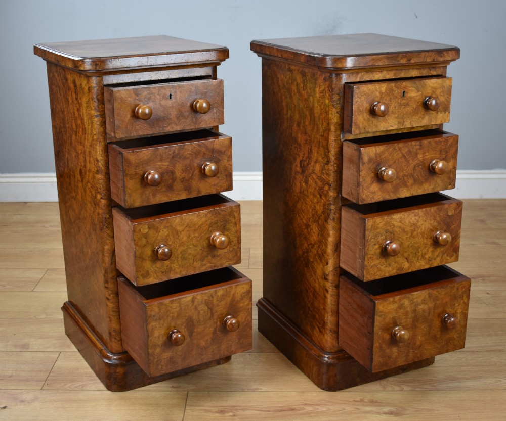 Pair of Victorian Burr Walnut Bedside Chests View V