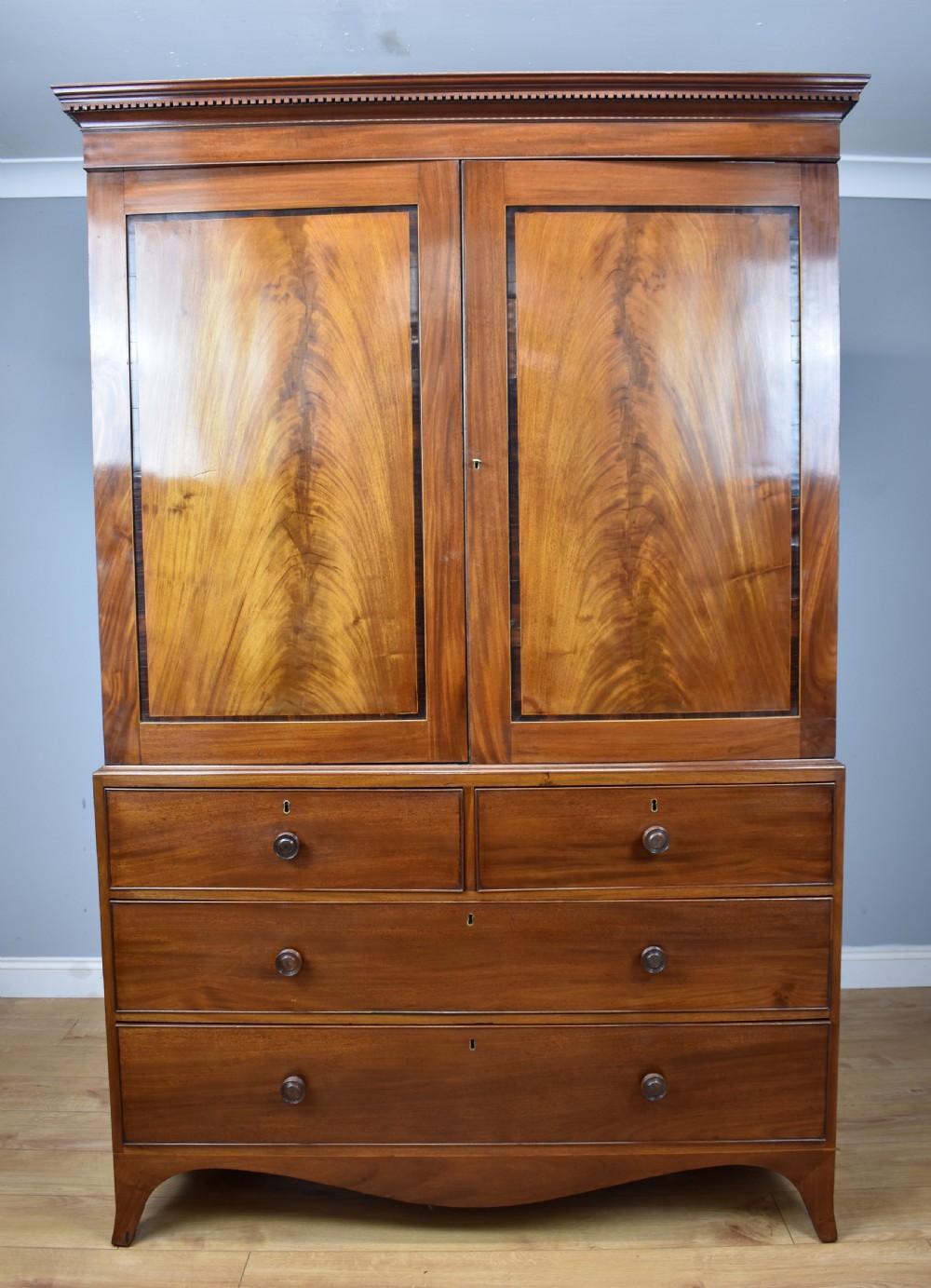 George III Mahogany Linen Press View VIII
