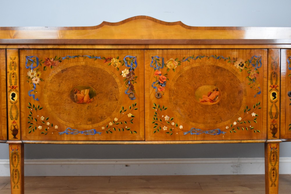 20th Century Sheraton Style Satinwood & Painted Dining Suite View V