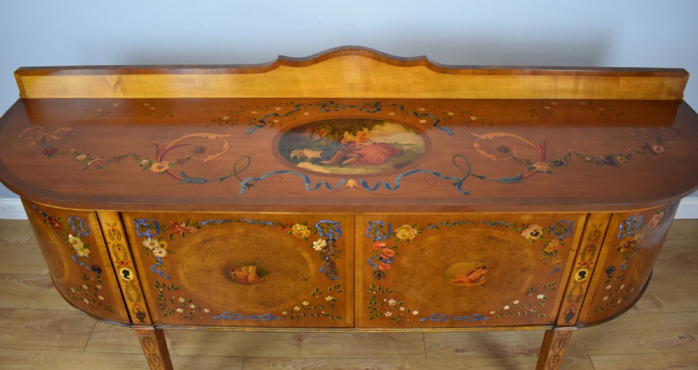 20th Century Sheraton Style Satinwood & Painted Dining Suite View XII