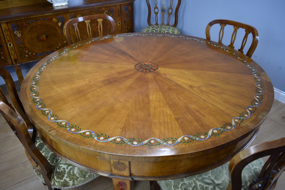 20th Century Sheraton Style Satinwood & Painted Dining Suite View XIV