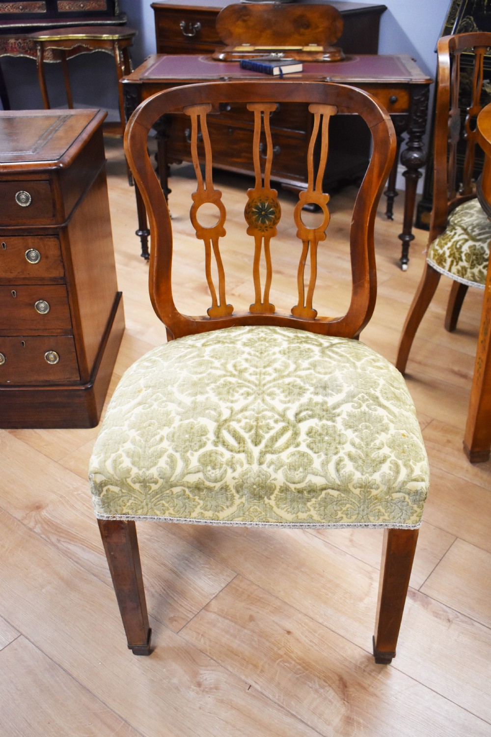 20th Century Sheraton Style Satinwood & Painted Dining Suite View XXI