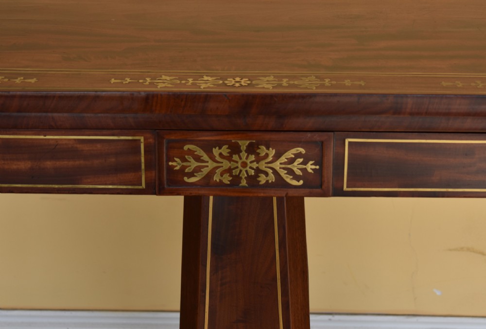 19th Century Regency Rosewood Brass Inlaid Card Table View II