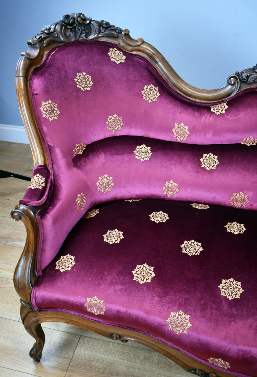 19th Century Victorian Walnut Framed Settee View IV
