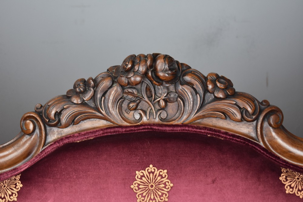 19th Century Victorian Walnut Framed Settee View VIII