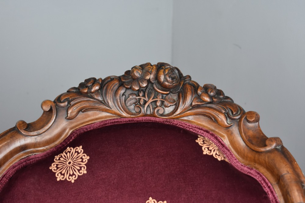 19th Century Victorian Walnut Framed Settee View IX