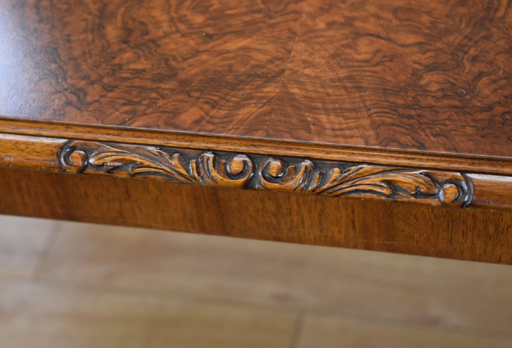 20th Century Queen Anne Style Burr Walnut Dining Suite View XII