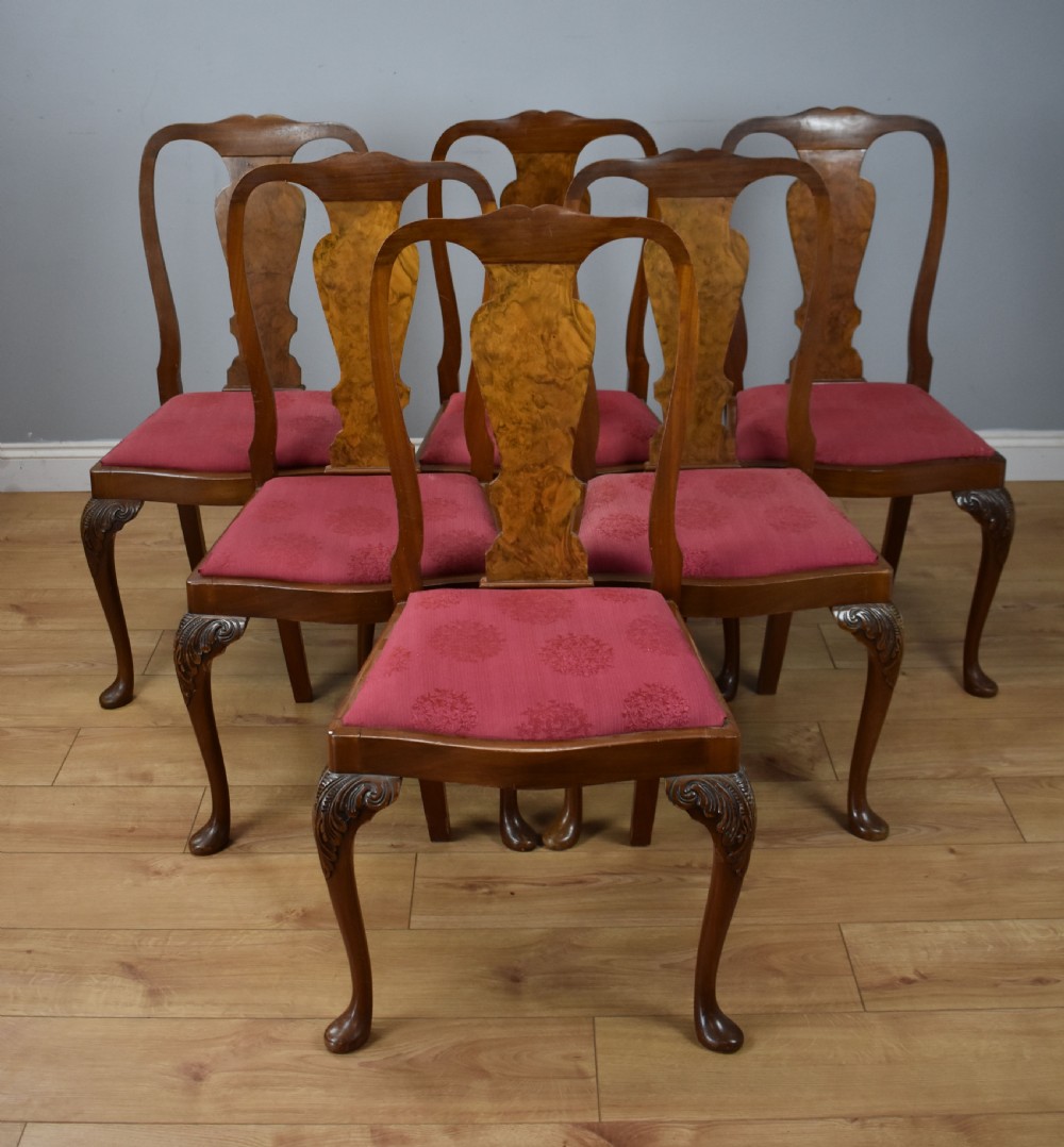 20th Century Queen Anne Style Burr Walnut Dining Suite View XIII