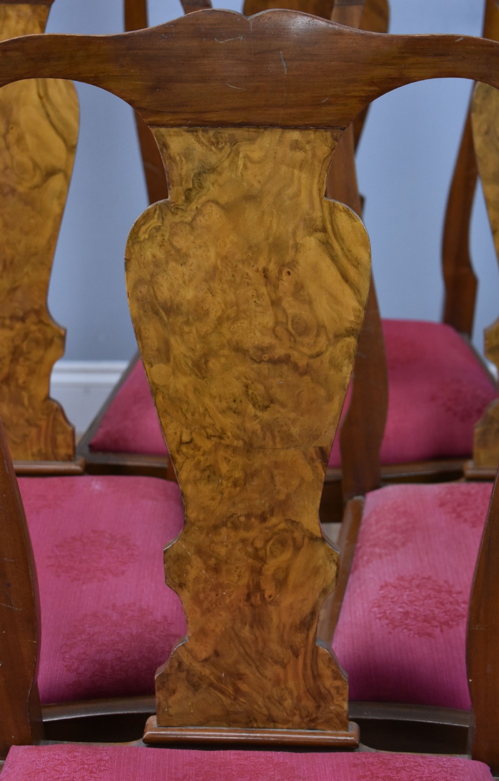 20th Century Queen Anne Style Burr Walnut Dining Suite View XIV