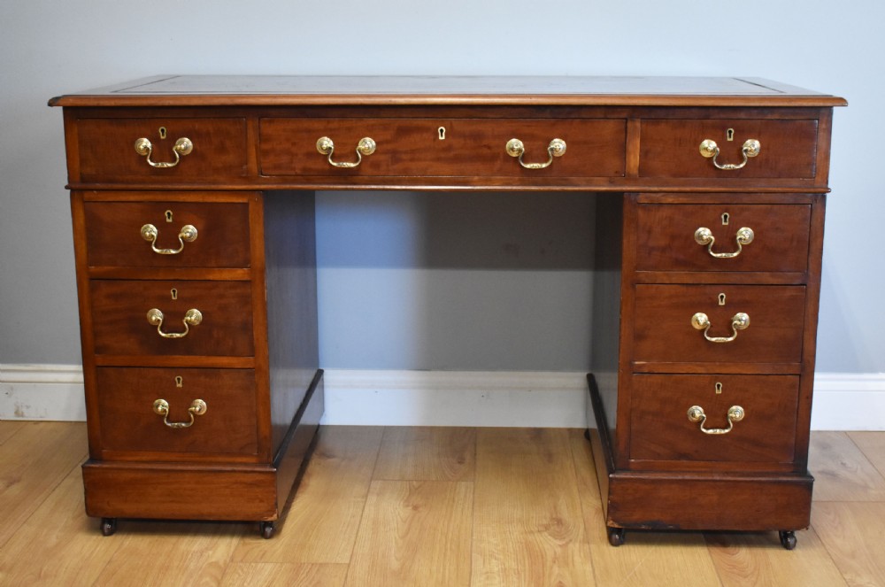 19th Century Victorian Mahogany Pedestal Desk