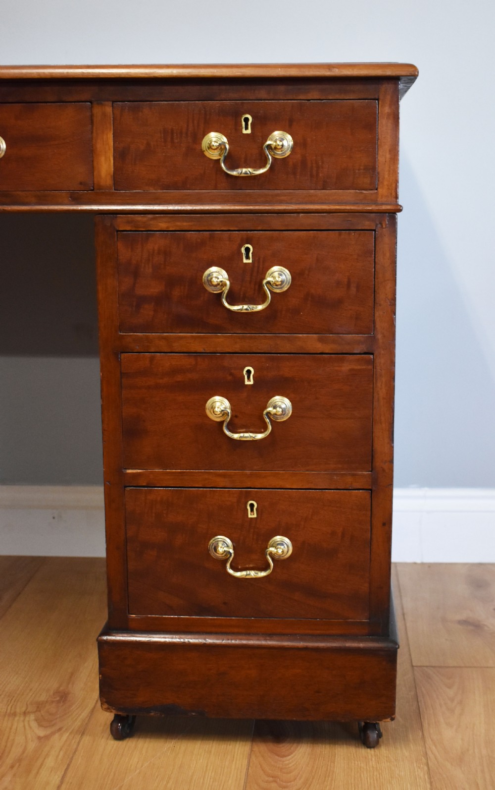 19th Century Victorian Mahogany Pedestal Desk View IV