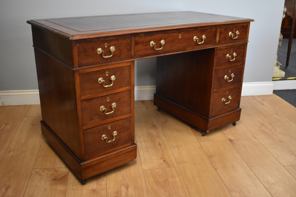19th Century Victorian Mahogany Pedestal Desk View IX