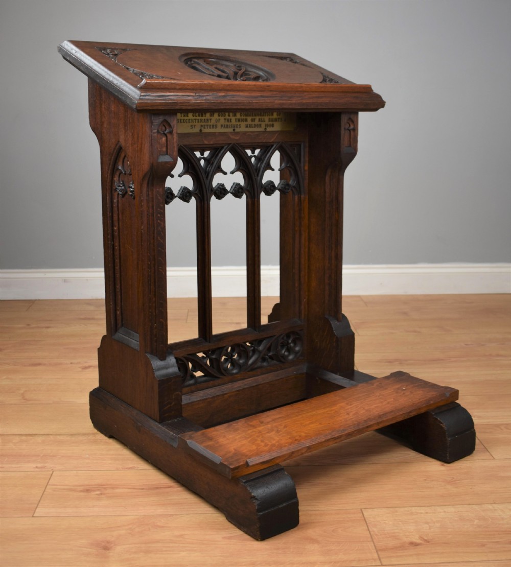19th Century Oak Church Lectern praying-kneeling stand