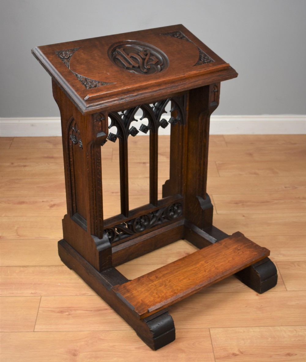19th Century Oak Church Lectern praying-kneeling stand View II