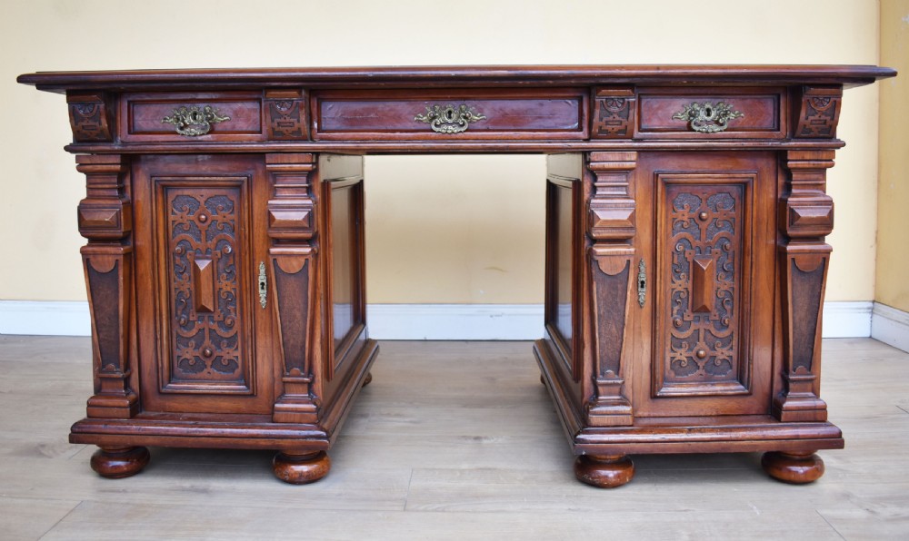 19th Century Carved Walnut Desk 