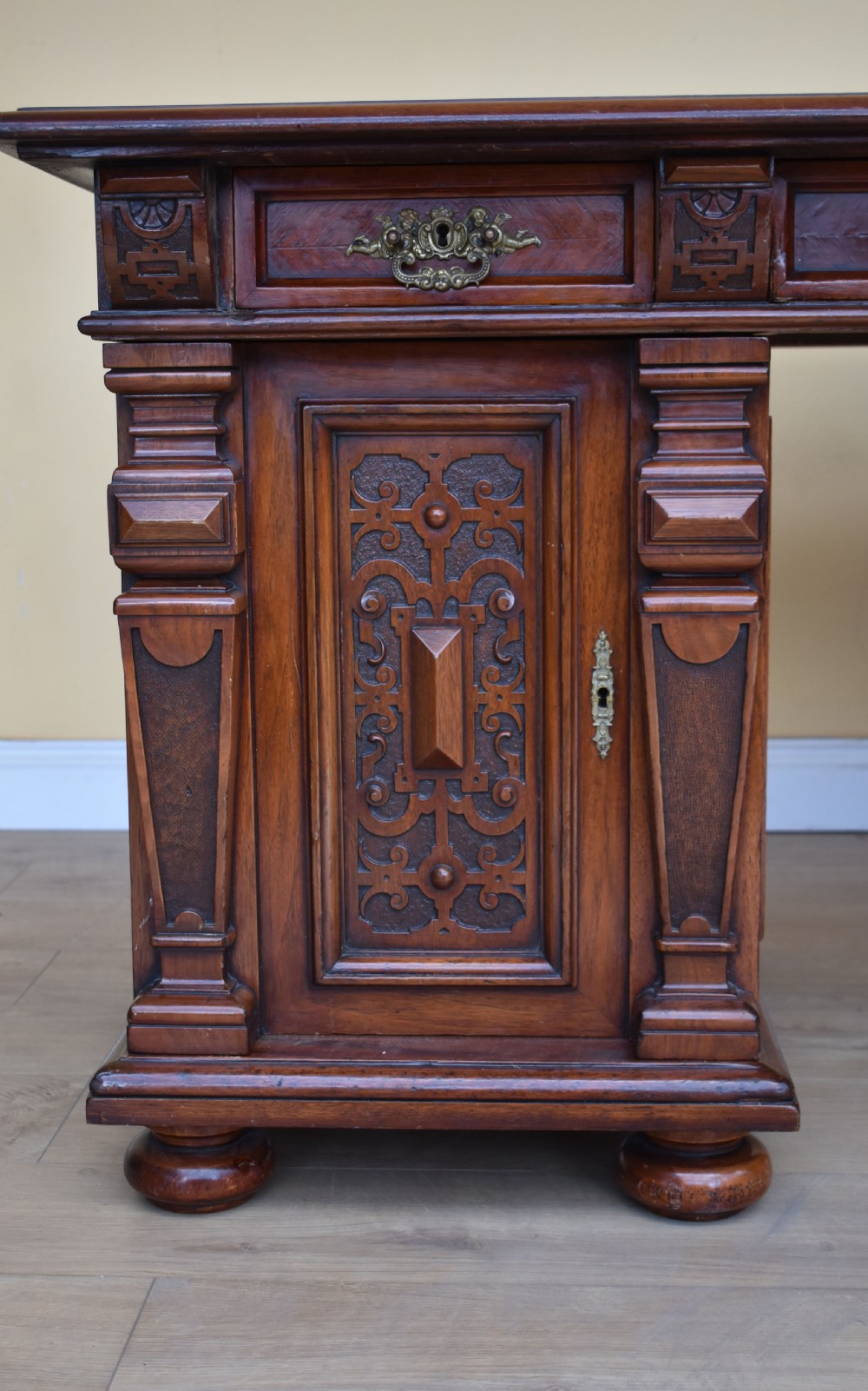 19th Century Carved Walnut Desk  View II