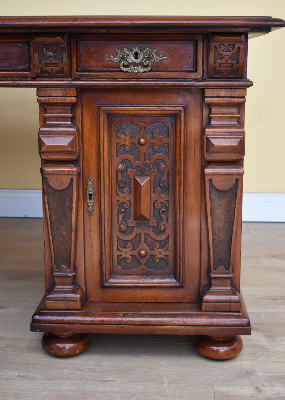 19th Century Carved Walnut Desk  View IV