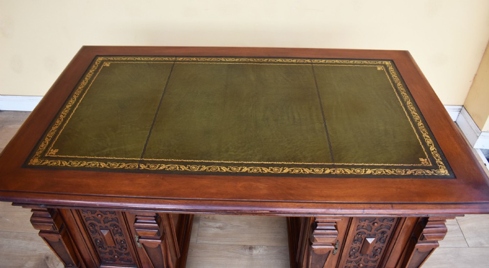 19th Century Carved Walnut Desk  View V